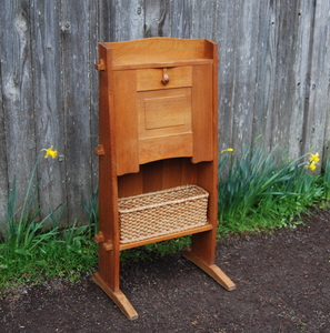 Rare Early Gustav Stickley Chalet Desk with Original Woven Basket